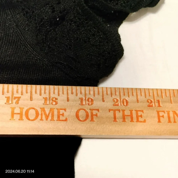 Jones New York Collection Size Medium Black Linen Blend Knit Crochet Sweater - Picture 6 of 7